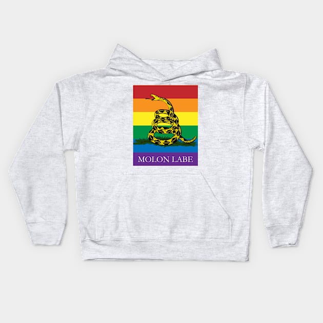 Molon Labe Rainbow Gadsden Kids Hoodie by Operation Blazing Sword